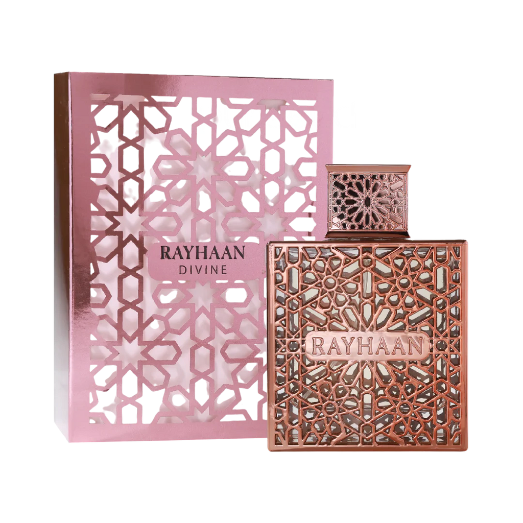 RAYHAAN DIVINE – Lichi, rosa y chocolate con un fondo elegante